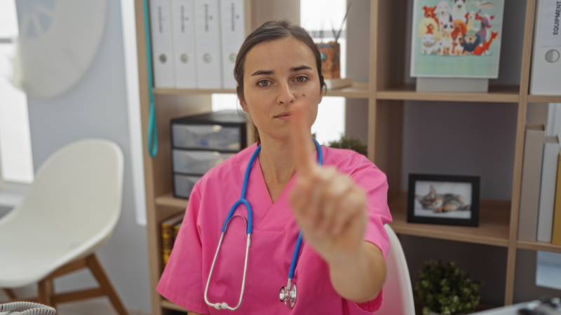 photo of nurse with finger representing boundary