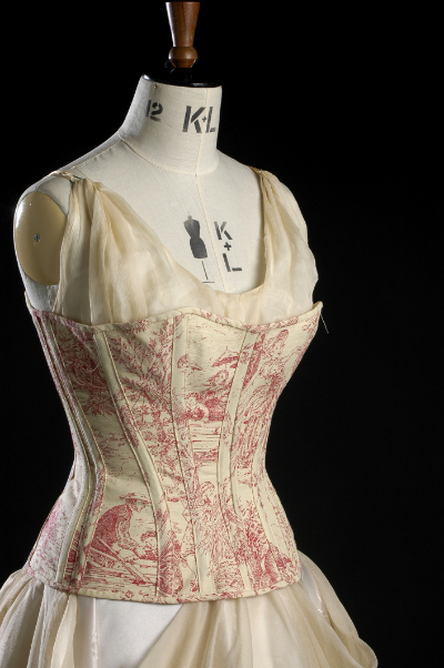 Whalebone corset constructed from stretched tape. Britain, late 19th  century