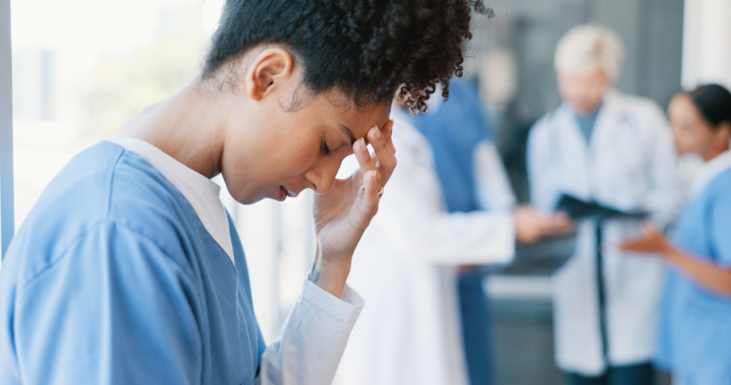 photo of distressed nurse