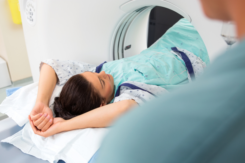 photo of woman getting ct scan