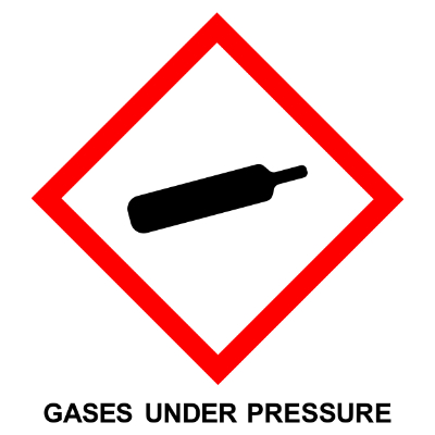 graphic showing compressed gas warning symbol