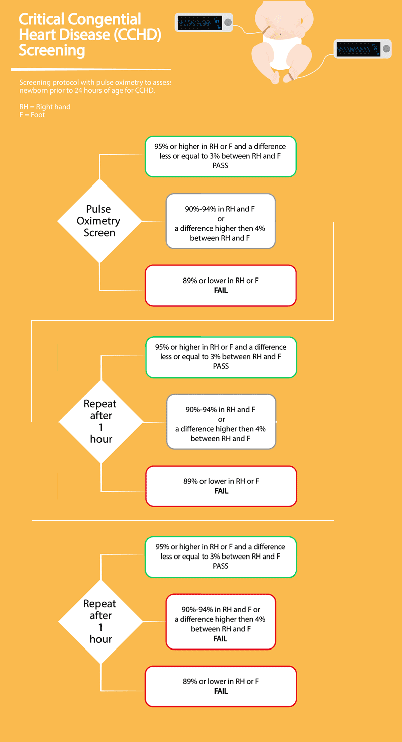 graphic showing flow of critical congential heart disease screening