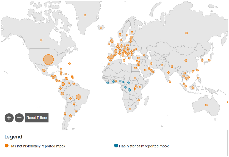 mpox outbreak global map