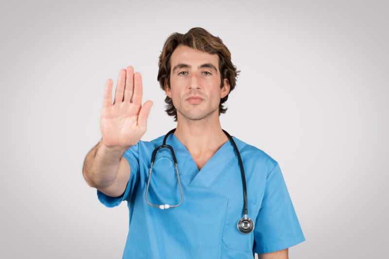 photo of nurse with hand in front showing boundaries